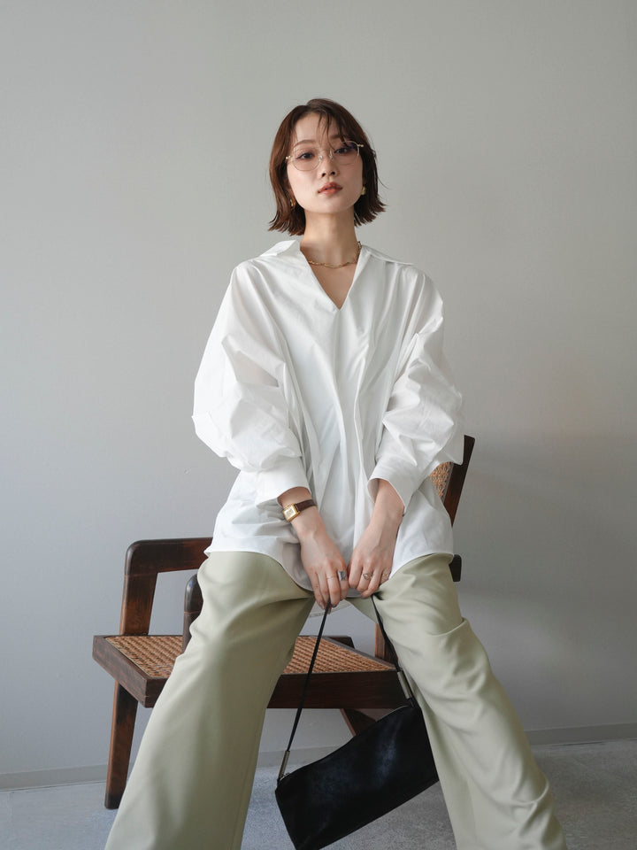 [予約]ウエストギャザースキッパーシャツ/white