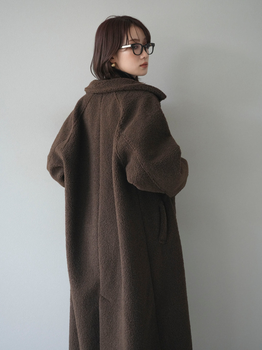 [予約]ボアxムートンロングコート/brown