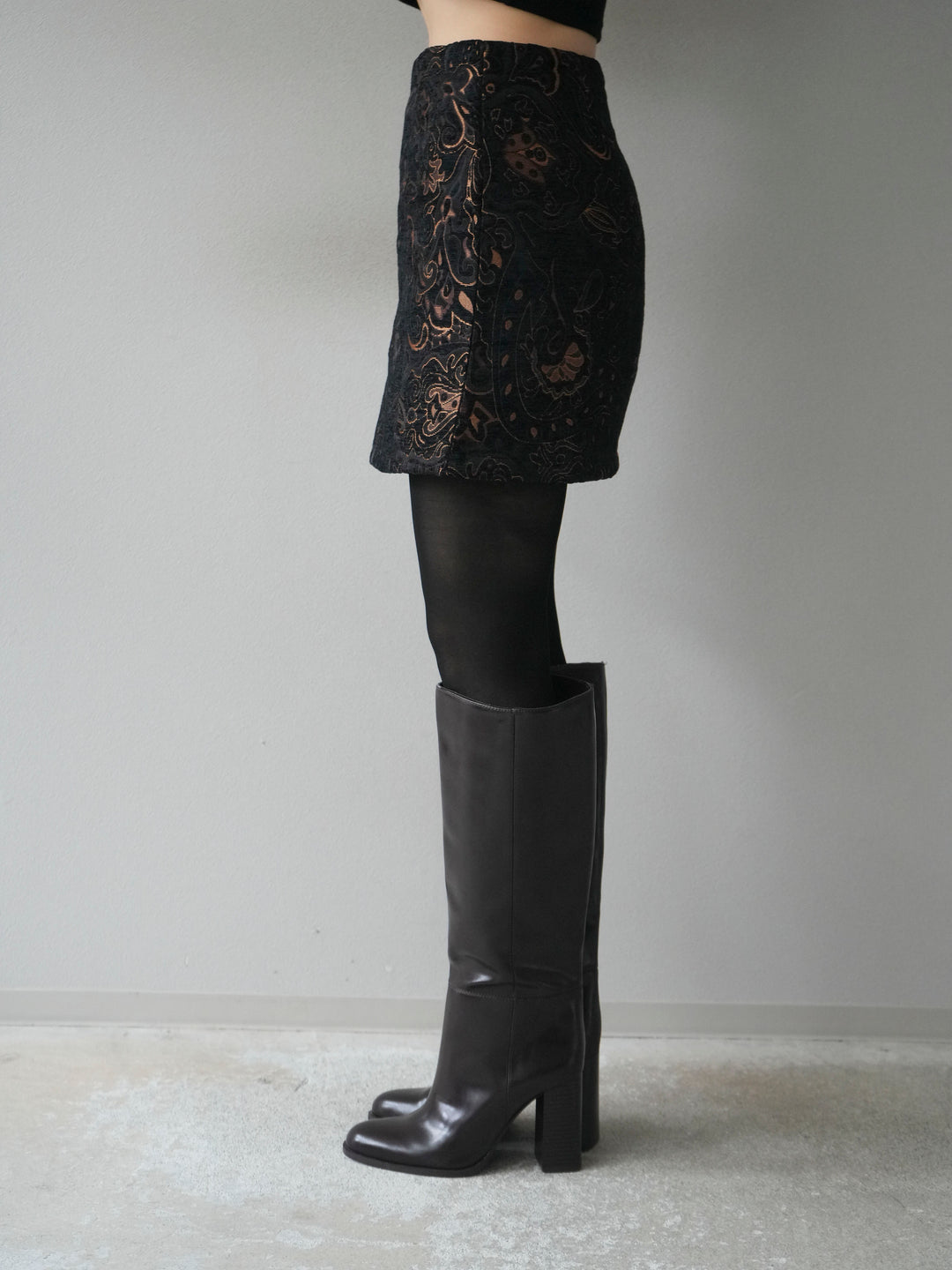 [予約]ジャガードミニスカート/black