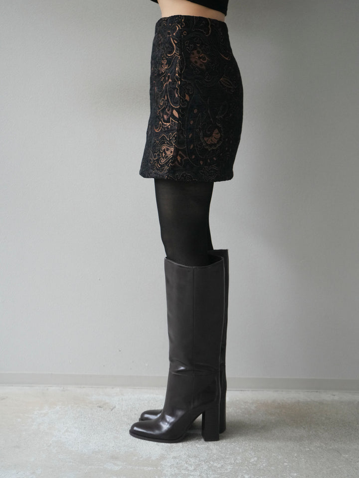 [予約]ジャガードミニスカート/black