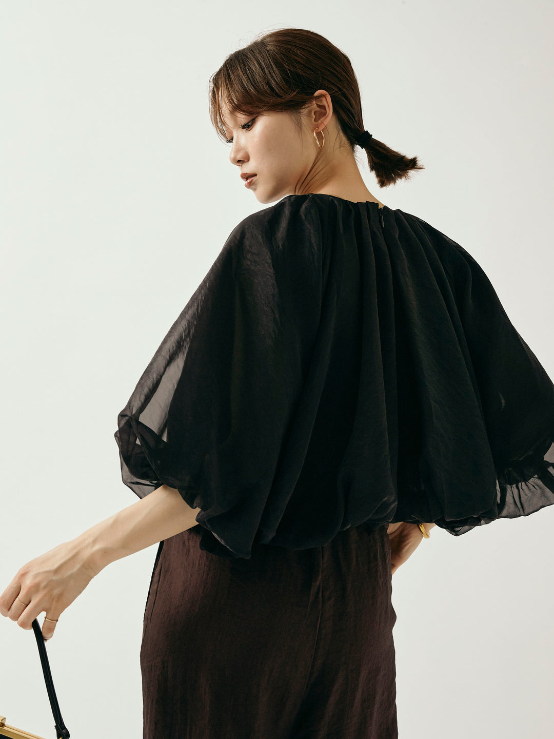 【Allure】[SET]オーガンジーバルーンショートブラウス+オーガンジーバルーンショートブラウス(2set)