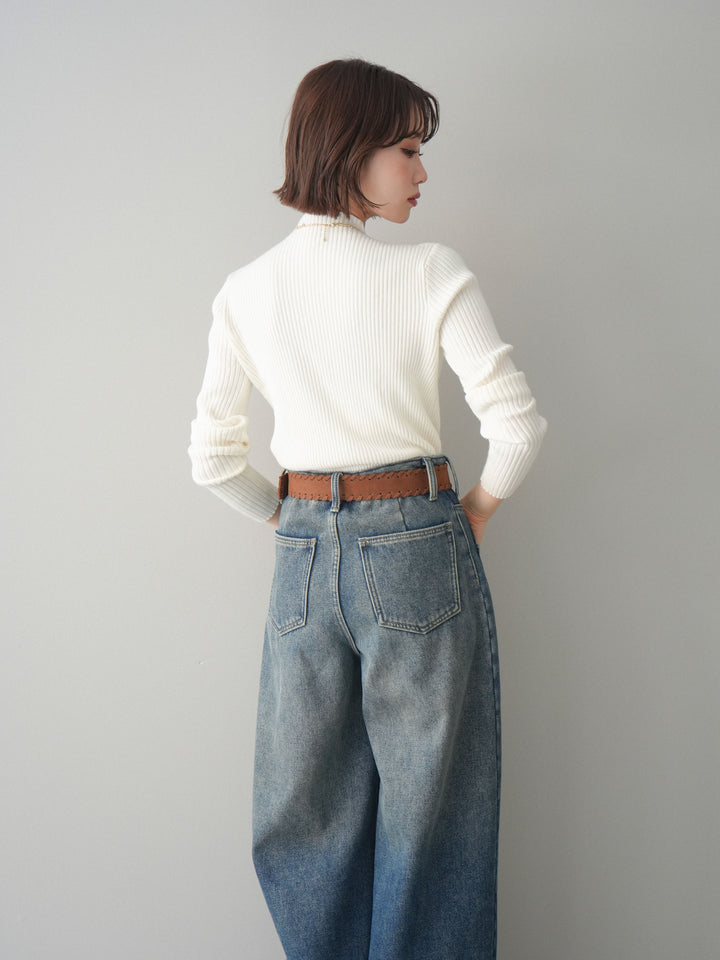 [SET]シアー切替スパンコールリブニットトップス+選べるアクセセット(2set)