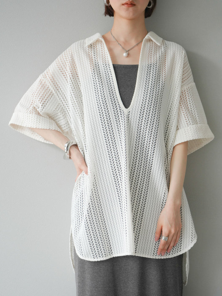 【預購】鏤空蕾絲兩用套頭衫/象牙白