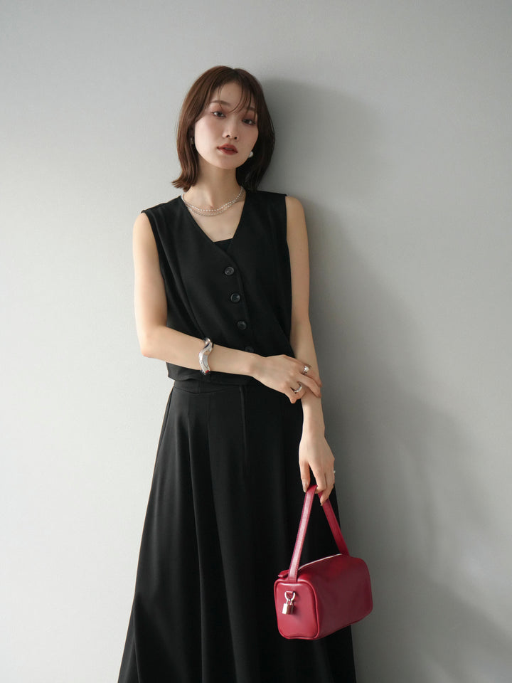 [予約]ポンチノーカラーベスト/ブラック