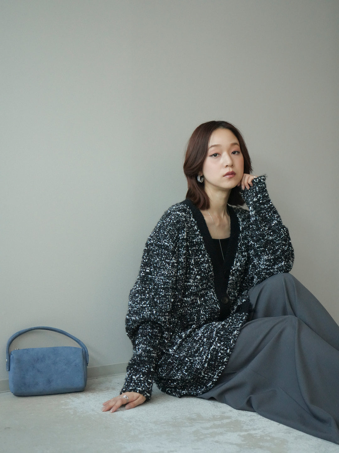 [SET]モールネップニットカーディガン+選べるアクセセット(2set)