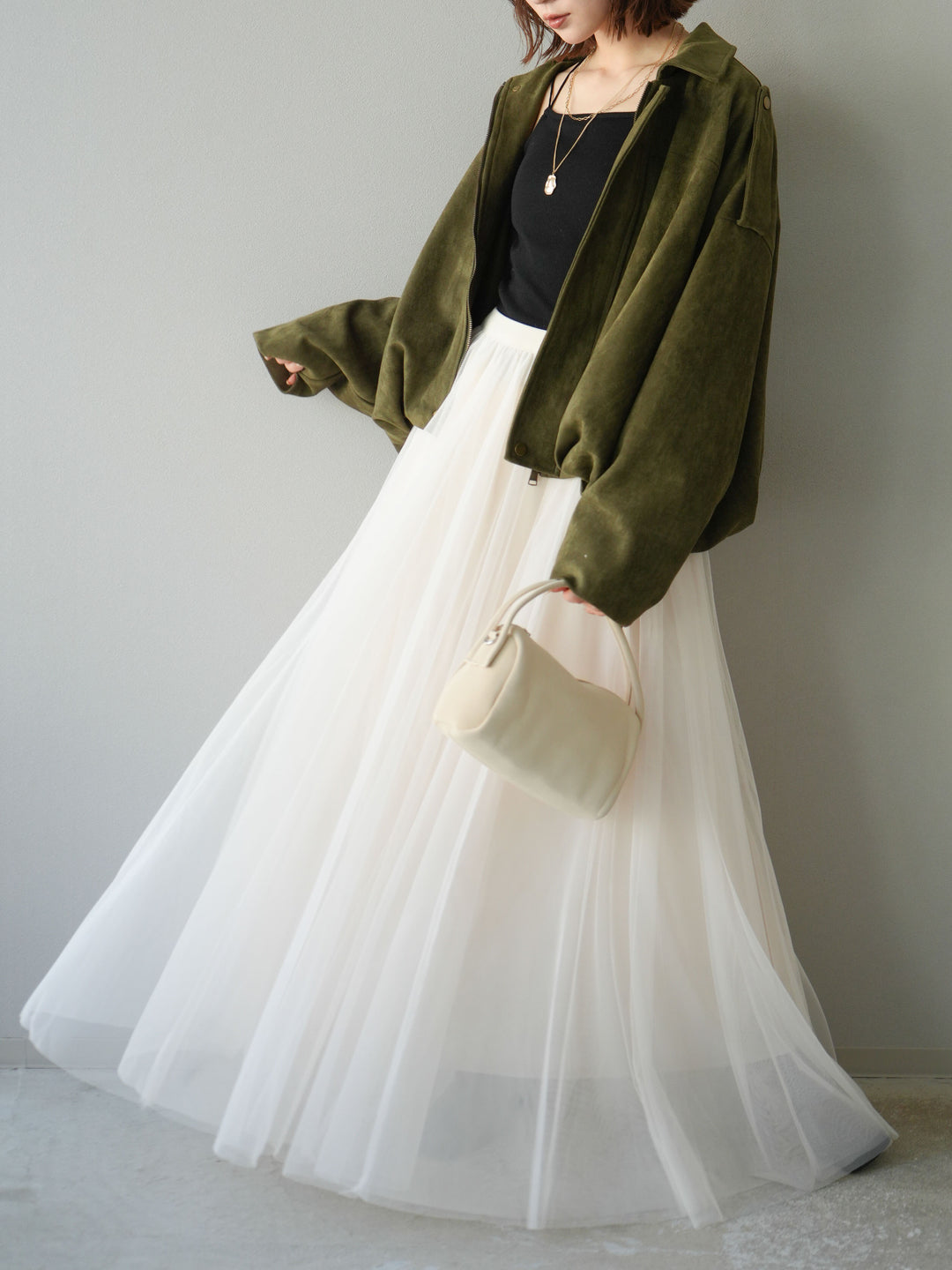 [予約]スウェードオーバーブルゾン/カーキ