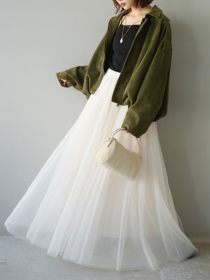 [予約]スウェードオーバーブルゾン/カーキ