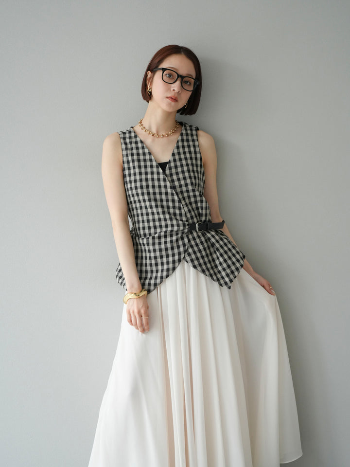 [SET]ベルトデザインバルーンブラウス+選べるアクセセット(2set)