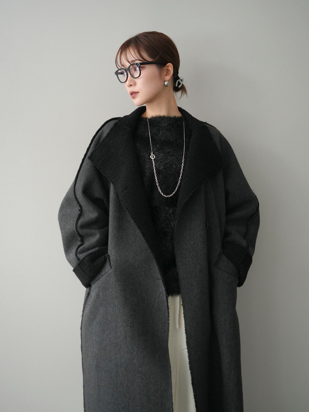 [予約]アウトシーム裏ボアコート/black