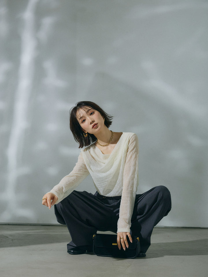 【Allure】[SET]ストレッチレースドレープトップス+ストレッチレースドレープトップス(2set)