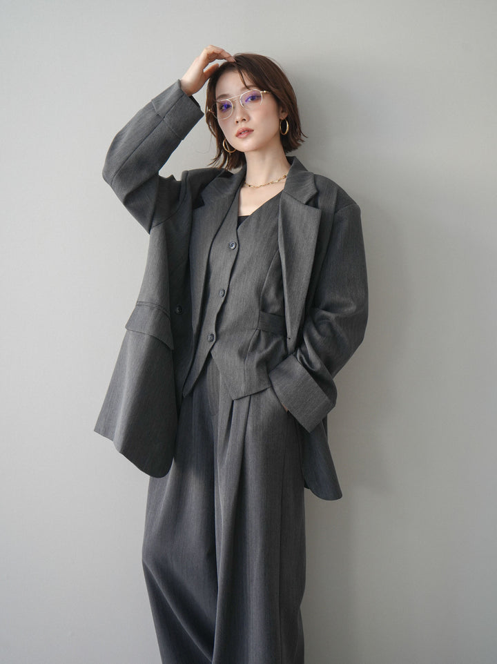 [予約]ダブルボタンヘリンボーンジャケット/black