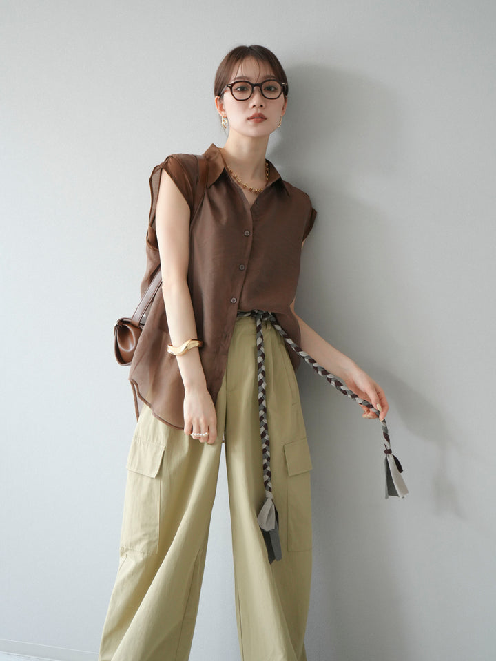 [SET] 硬紗層疊透視襯衫 + 硬紗層疊透視襯衫 (2set)