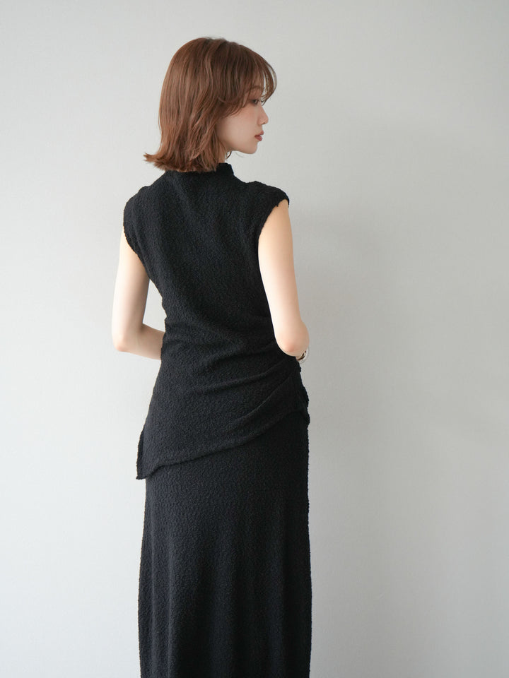 [予約]ブークレアシメニットノースリーブトップス/ブラック