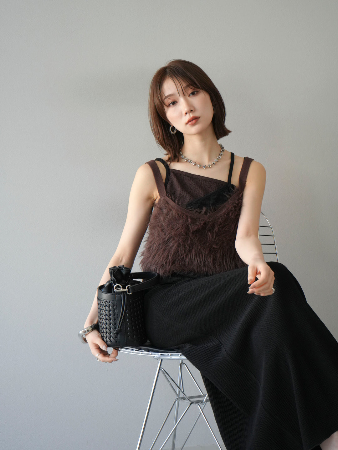 [予約]シャギーニットビスチェ/ブラウン