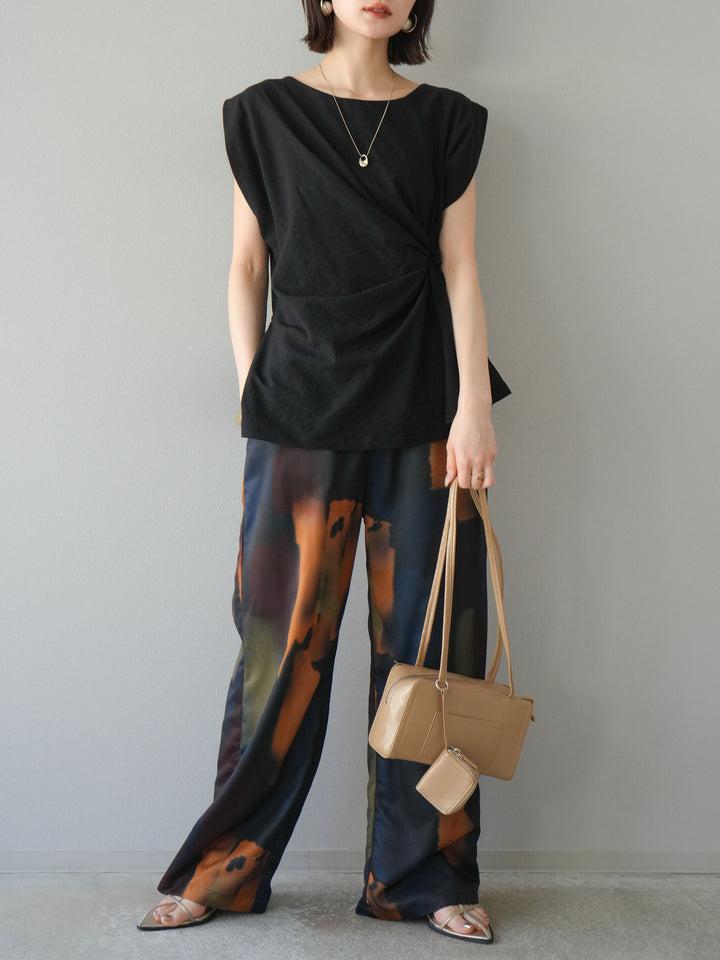 [予約]サイドツイストフレンチトップス/ブラック