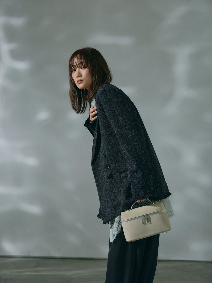 【Allure】[SET]スラブツイードフリンジテーラージャケット+裾レースポプリンシャツ(2set)