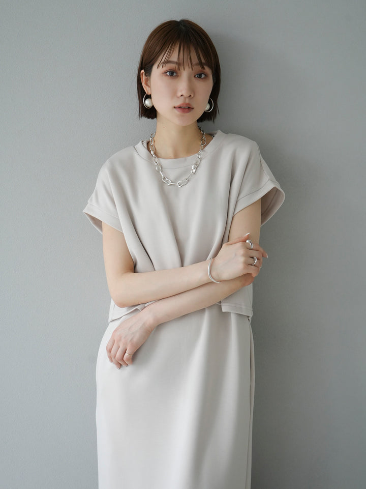 [Pre-order] Light Ponte French Sleeve Top Ensemble Dress/Ivory