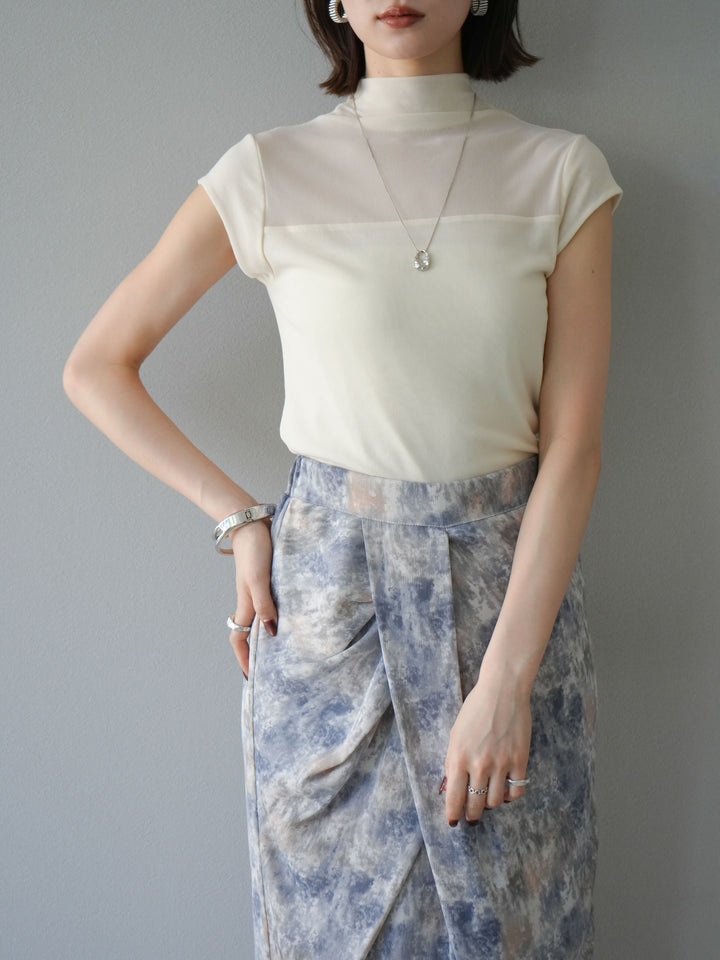 [預訂] 透視彈性上衣/象牙白