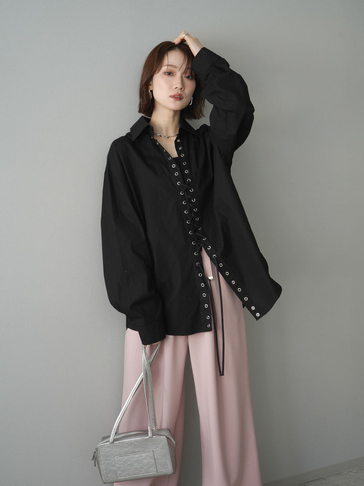 [SET]レースアップブロードシャツ+選べるアクセセット(2set)