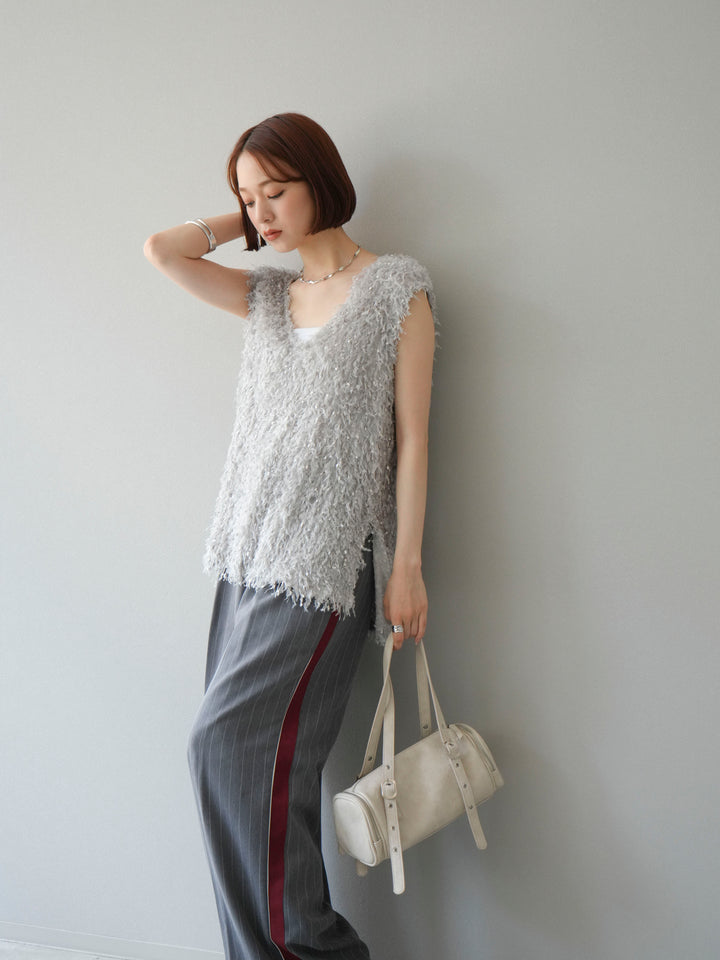 [予約]フェザーVネックベスト/グレー