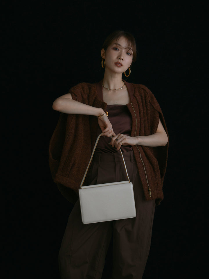 【Allure】[SET]ウール混コクーンブルゾン+タフタワイドカーブパンツ(2set)