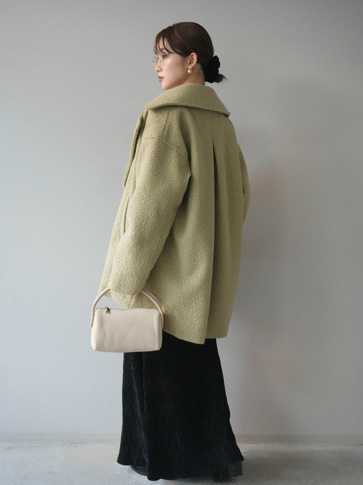 [予約]ボアミドルコクーンコート/olive