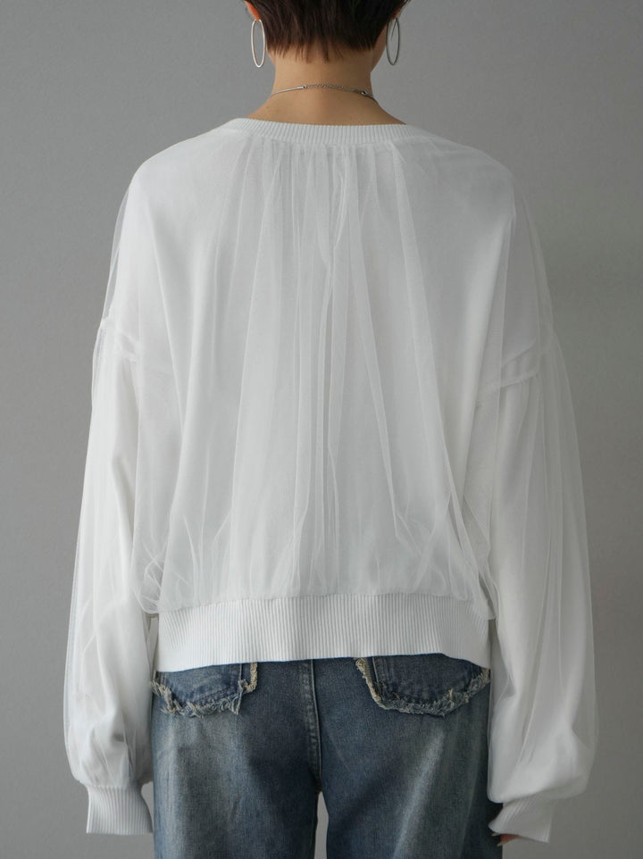 [Pre-order] Tulle layered knit top/off