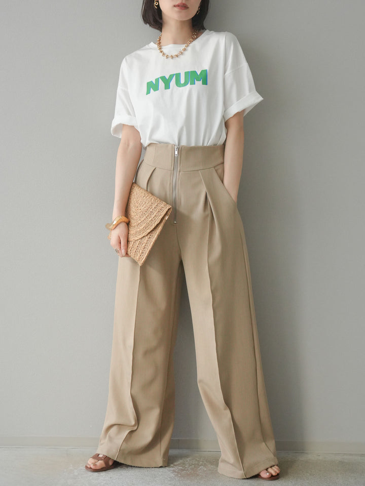 [預購] “NYUM” 標誌印花 Dry Touch 棉質 T卹/米白色