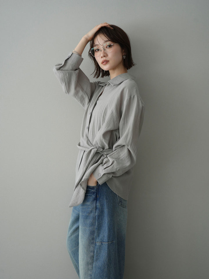 [予約]フロントアシンメトリーブラウス/gray
