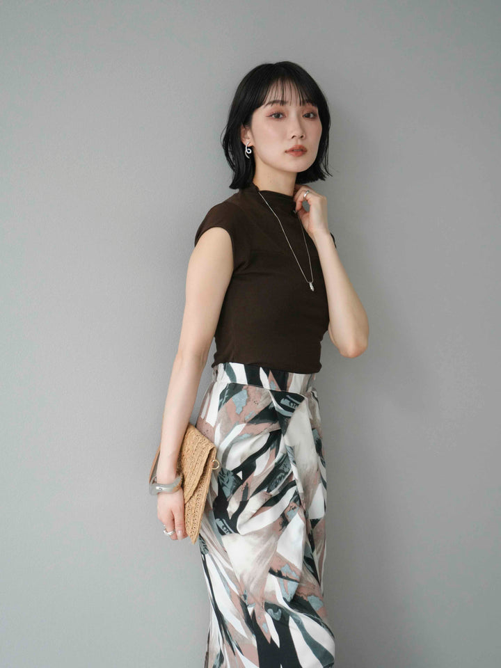 [預訂] 透明切換彈性上衣/棕色