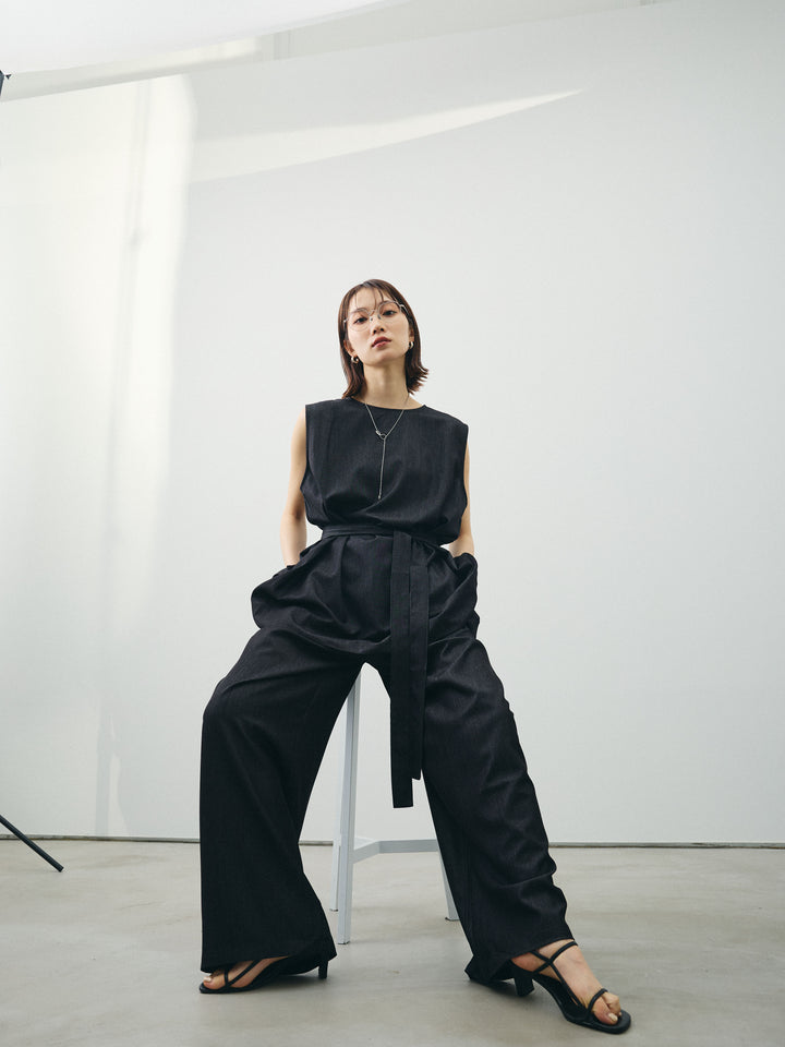 [SET]テンセルデニムノースリーブ＆ワイドパンツSET UP+テンセルデニムノースリーブ＆ワイドパンツSET UP(2set)