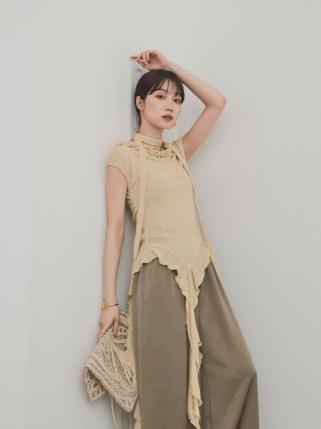 [SET]ラッフルシアーニットタンクトップ+ラッフルシアーニットタンクトップ(2set)