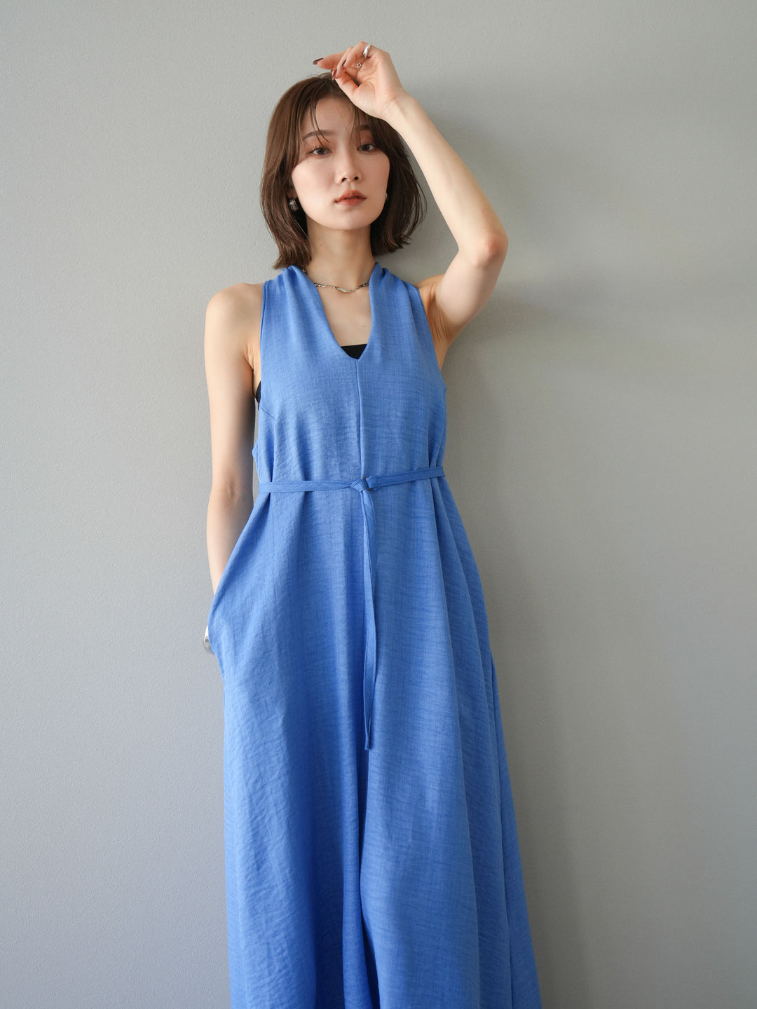 【預購】環形設計不均勻染色洋裝/藍色