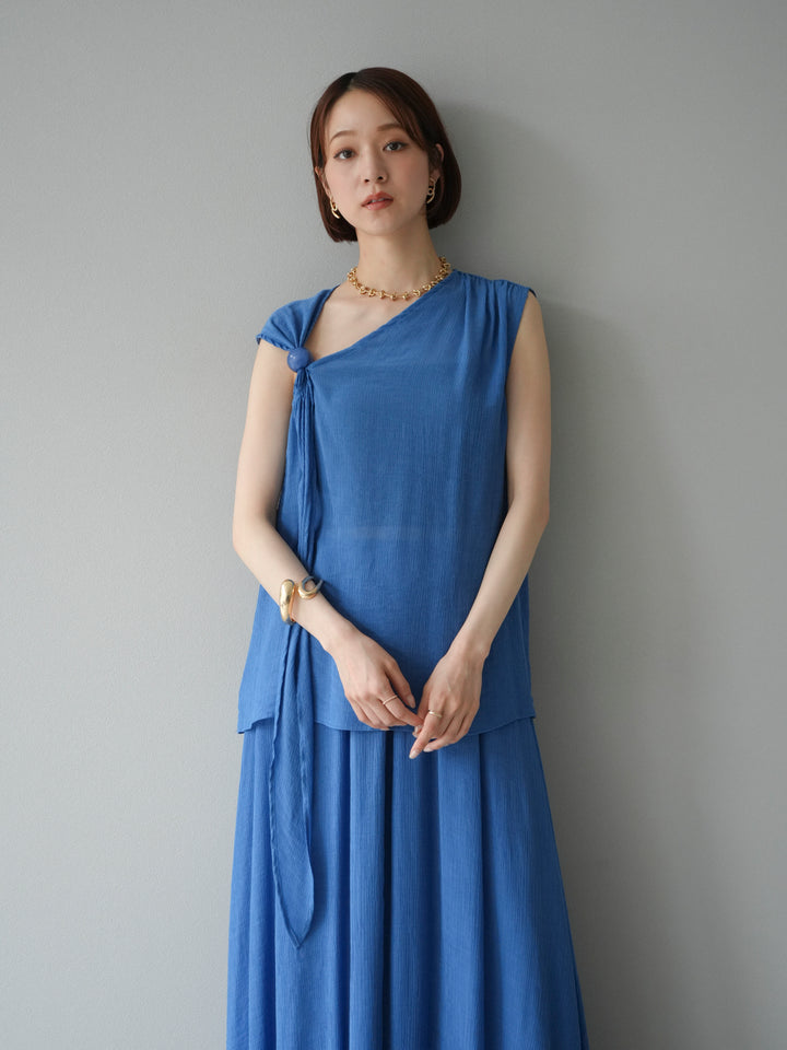 [SET]ビーズモチーフ楊柳ブラウス＆フレアスカートSET UP(2set)