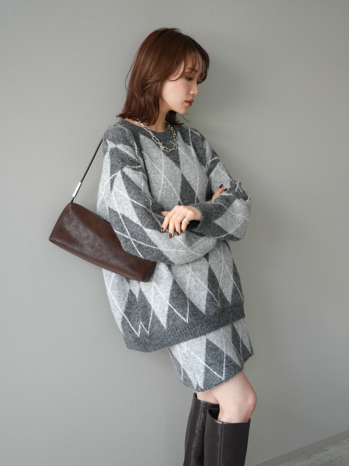 [SET]アーガイル柄ニットプルオーバー＆ミニスカート