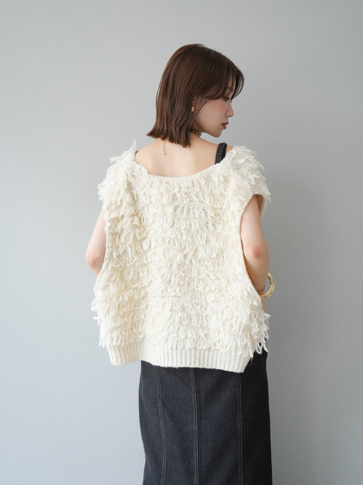 [SET]ループデザインベスト+アシンメトリーデニムワンピース(2set)