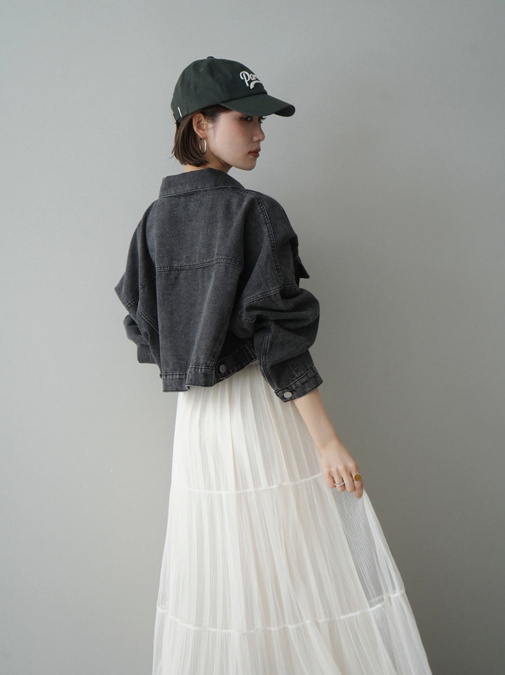 [予約]デニムショートシャツジャケット/black