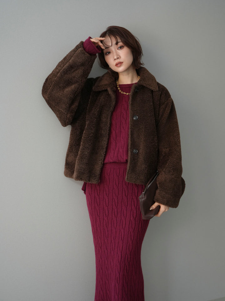 [SET]エコファーステンカラージャケット+エコファーステンカラージャケット(2set)