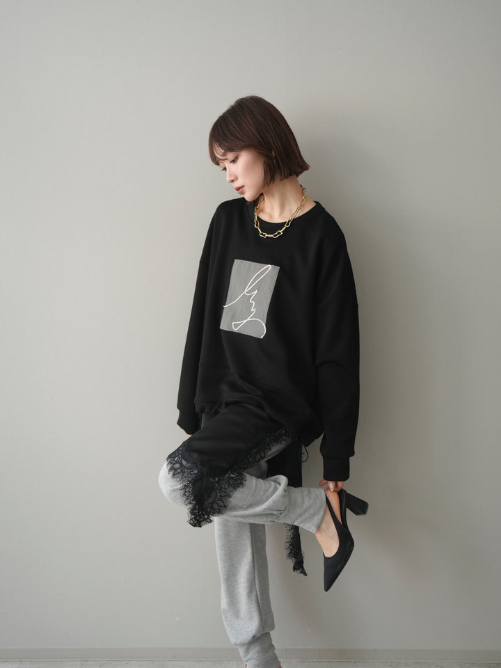 [予約]ライトポンチ刺繍ロゴプルオーバー/black