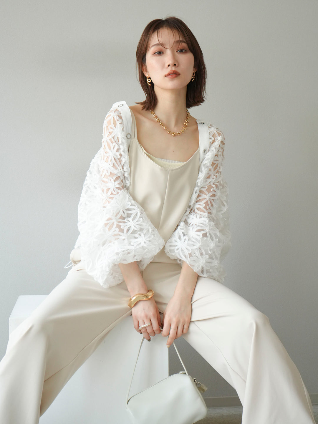 [予約]テープレースシアーブルゾン/オフホワイト