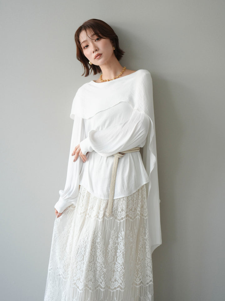 [予約]シルキードレープブラウス/white