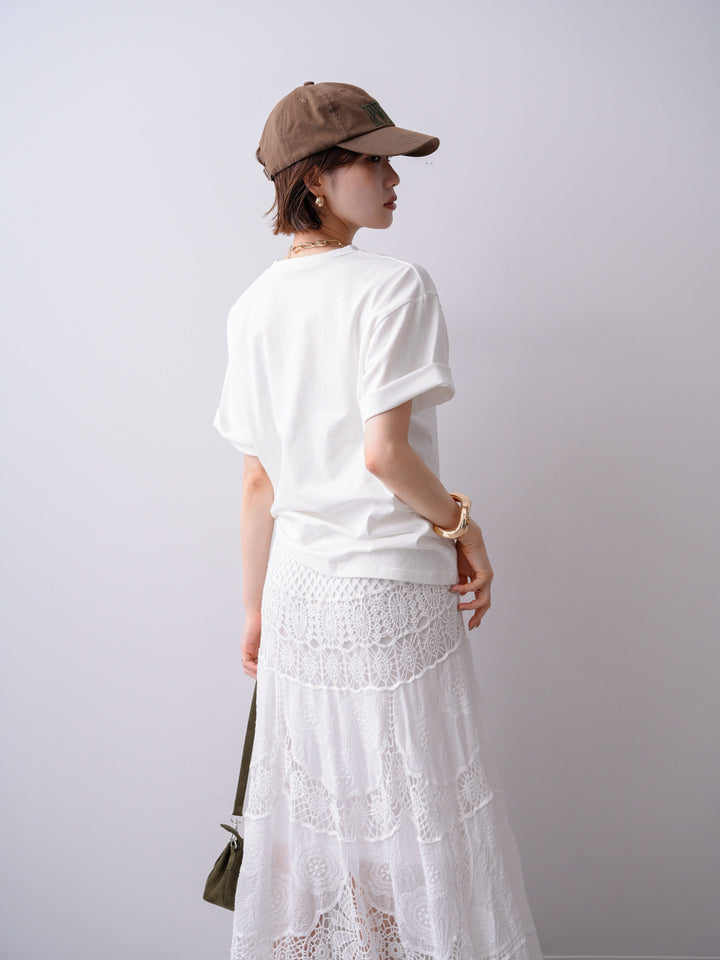 [SET]ニュアンスフローラルフォトTEE+クロシェマキシスカート(2set)