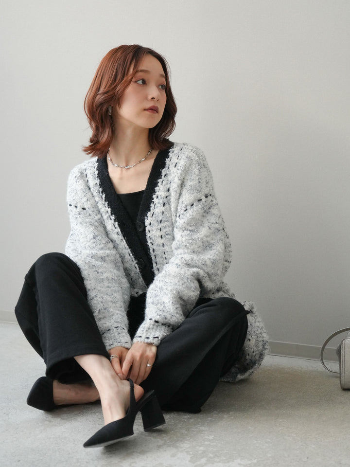 [SET]ブークレハンドステッチニットカーディガン+2WAYデザインスウェットパンツ(2set)