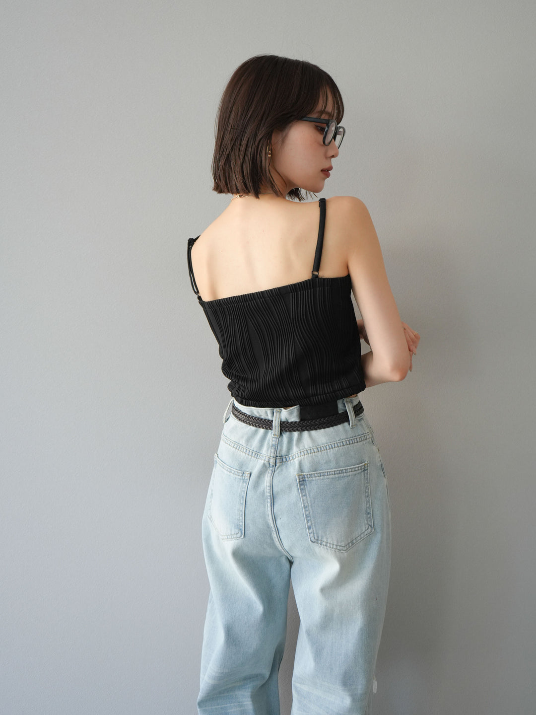 [SET]ウェーブパイピングカップ付ベアキャミソール+ウェーブパイピングカップ付ベアキャミソール(2set)