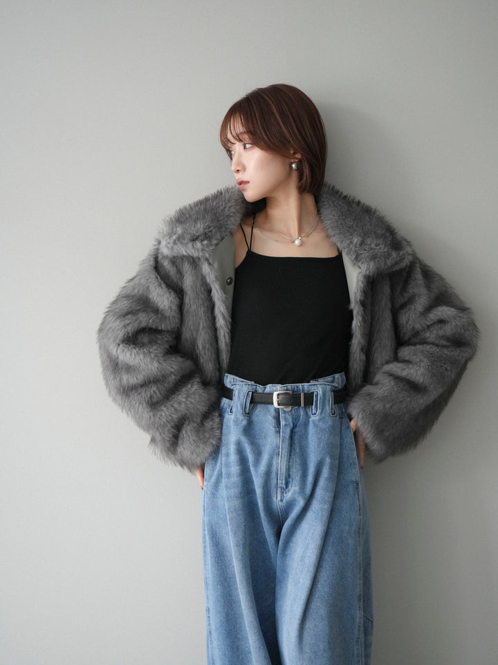 [20%オフ]MIXファースタンドネックショートジャケット/gray