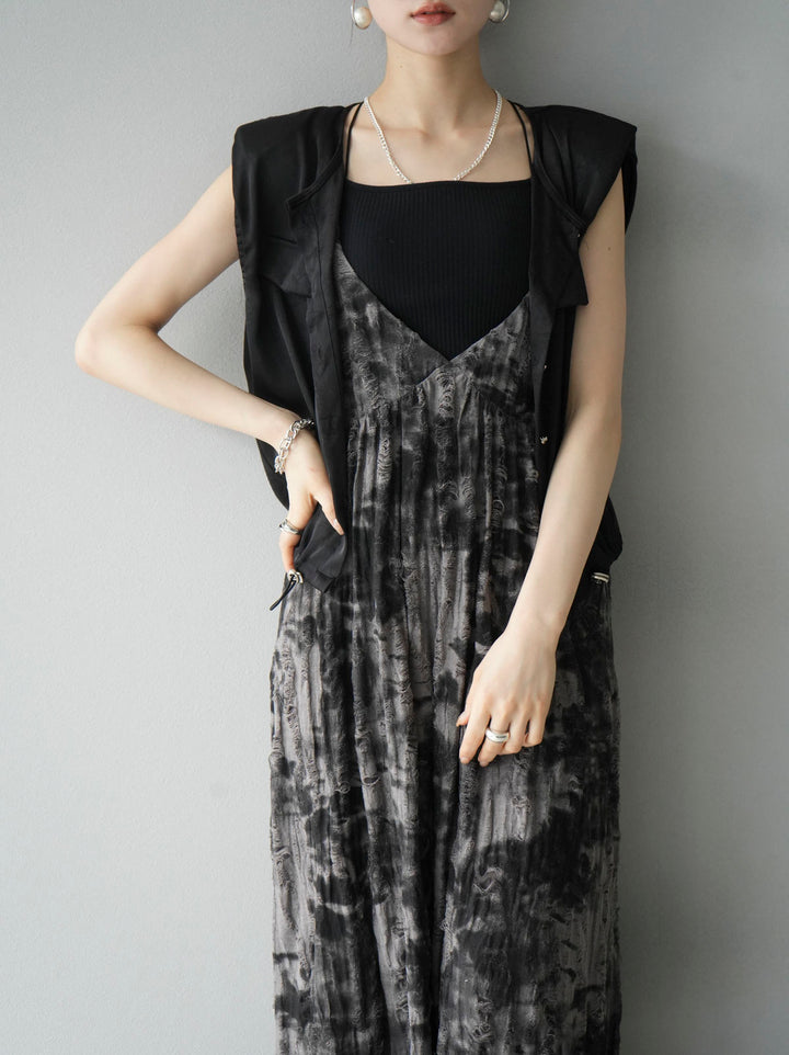 [Pre-order] Satin Drawstring Sleeveless Blouse/Black