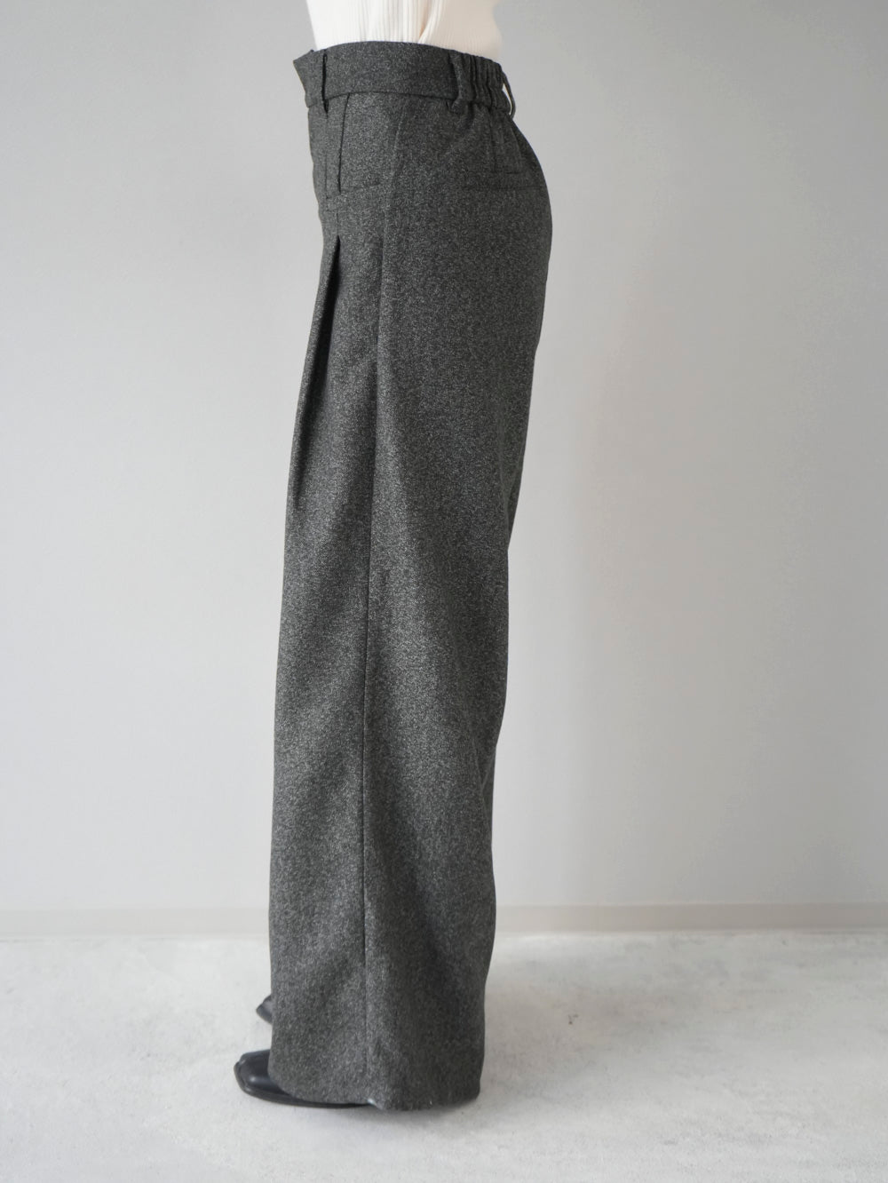 [Pre-order] Tweed double tuck wide pants/gray