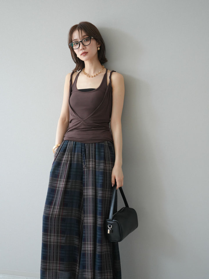 [予約]レイヤードツイストタンクトップ/ブラウン