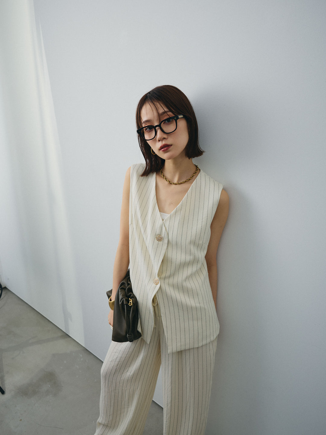 [SET] 條紋背心＆寬褲SET UP（2件套）