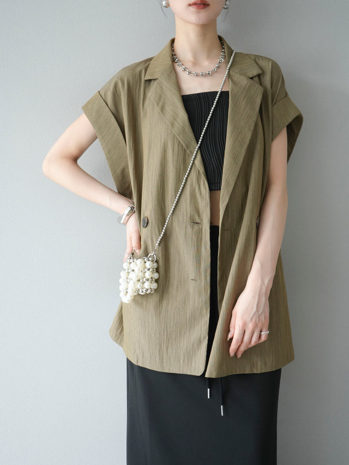 [SET]リネンライクノースリーブダブルジレ+リネンライクノースリーブダブルジレ(2set)